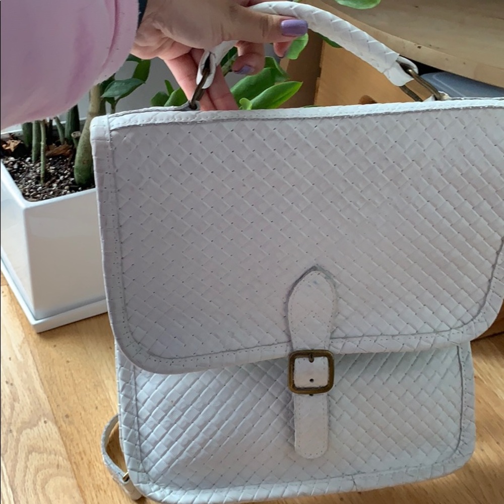 White Genuine Leather Backpack